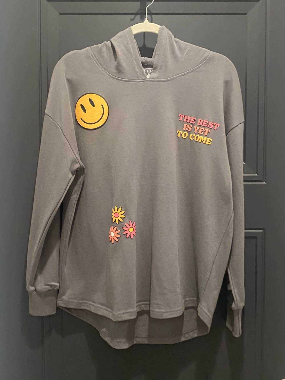 Love & Pineapples Fun Grey Hoodie Size Medium